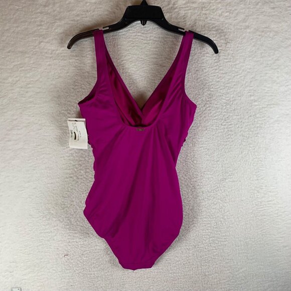 Ralph Lauren Women's Beach Club Twist Front One Piece‎ Pink Swimsuit Size 8 9384 - Picture 6 of 9